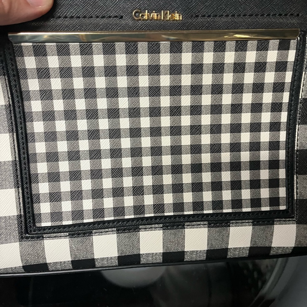 Calvin Klein Black and White Checkered Crossbody Bag - Picture 5 of 11